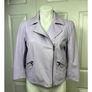 Nordstrom Signature Lavender Leather Jacket 3/4 Sleeve Size S